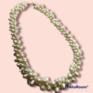 Freshwater natural cluster‎ pearls heavy necklace 100s of pearls vintage